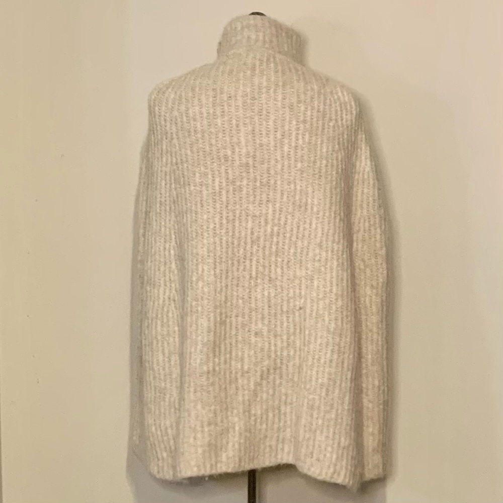 J. Crew Neutral Ribbed Button-Shoulder Poncho - Picture 8 of 12